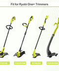 Four Ryobi One Plus trimmers compatible with Three Pack Replacement Spools For Ryobi Weed Wacker String 18V 24V 40V