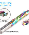 Dope Up Down Compression Spiral Router Bit For Wood Engraving And Grooving One Quarter Inch Shank Two Flute DLC Coated Solid Carbide