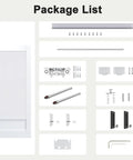 Package list for 36 by 84 Inch Concealed Sliding Barn Door Featuring Frosted Glass Panels and Hidden Hardware, includes all necessary parts.