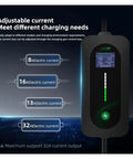 Image of Straight Up Reliable 7Kw Ev Charger With 10M Type 2 Cable, displaying adjustable current settings for electric vehicle charging.