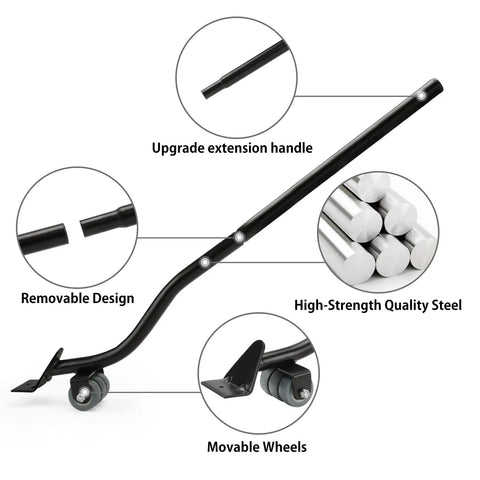 Heavy Furniture Lifter Kit With Four Height Adjustable Jacks And 1000 Lbs Capacity showing extension handle and wheels