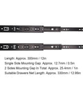 12 Inch Full Extension Drawer Slides Side Mount Rails 100 Lb Heavy Duty Ball Bearing For Kitchen Cabinets, Vanities, And Desks