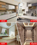 Collage of modern cabinet, TV unit, tatami room, and wardrobe design in a home interior.