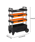 Heavy Duty 4 Shelf Rolling Tool Cart With Removable Trolley For Warehouse Storage Garage And Cleaning Grab And Go Stackable Design Front And Back Drawer Access Easy Access Mobile Tool Organizer On Wheels, 95.8cm tall