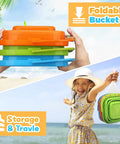 Collapsible Silicone Beach Bucket Large Pail For Sand And Water Play Kid And Adult Friendly Grab And Go Beach Toy For Camping