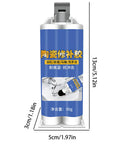 Ceramic Super Glue For Porcelain And Tile Repair Waterproof Instant Bond Adhesive shown in blue tube packaging with measurements.