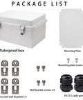 102 Piece Outdoor Waterproof Electrical Box Junction Weatherproof IP67 ABS Plastic Enclosure With Mounting Plate And Wall Bracket In Grey, 11.8 By 7.9 By 6.7 Inches, The Go To Project Box For Router, Switches, And Electronics, with mounting plate and brackets