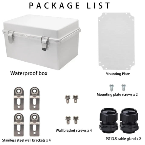 102 Piece Outdoor Waterproof Electrical Box Junction Weatherproof IP67 ABS Plastic Enclosure With Mounting Plate And Wall Bracket In Grey, 11.8 By 7.9 By 6.7 Inches, The Go To Project Box For Router, Switches, And Electronics, with mounting plate and brackets