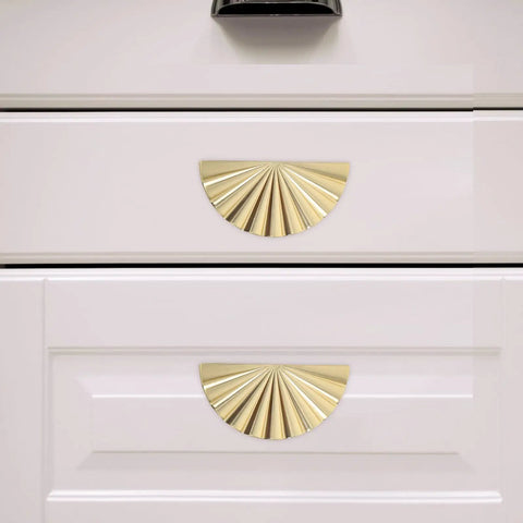 Semi Circle Cabinet Handles Set, Antique Brushed Gold Pulls for Kitchen Drawers, Closet Doors, and Bathroom Cabinets, Easy No Tool Install