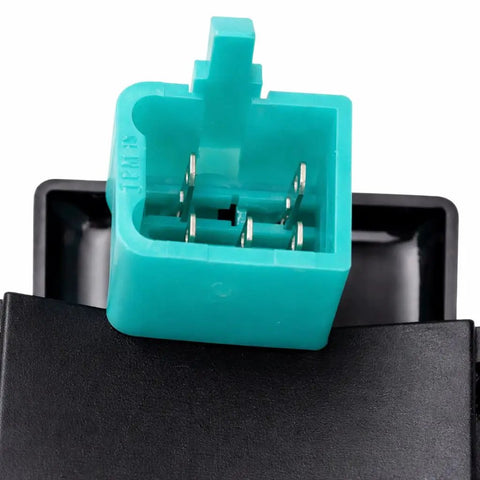 Close-up of Five Pin CDI Box from Three Function Left Handlebar Starter Switch Kit with Bolt On Ignition Key Switch for ATVs.