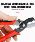 8 Inch Heavy Duty Manganese Steel Electric Wire Stripper And Cable Cutting Tool With Precision Multi Gauge Notches for clean cuts.