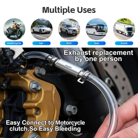 4 Pack Brake Bleeder Hose Kit With One Way Valve for Motorcycle Car Truck ATV and Clutch Bleeding Tool in use