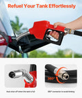 Portable Diesel Tank Built Tough, 58 Gallon Capacity with 12V Electric Transfer Pump shown refueling vehicle with red nozzle