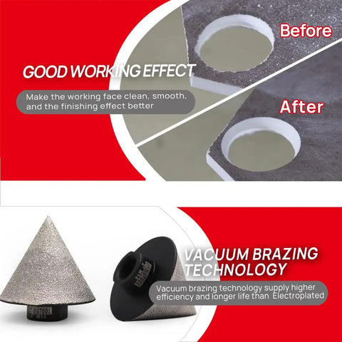 Two Inch Diamond Beveling Chamfer Bits For Granite And Marble Tiles Pack Of 2 With 5 8 11 Thread For Angle Grinder Pro Grade Enlarging