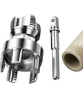 Heavy Duty Integrated Alloy Pipe Threader Built To Handle Ppr Water Lines Without Breaking A Sweat Features Quick Chamfer And Deburring To Keep Thread Jamming At Bay, showing alloy cutting head, handle, and pipe.