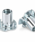 20 Piece T Nuts Set Beefy Four Prong And Three Prong Tee Fasteners for wood furniture and panels, galvanized or 304 stainless steel.