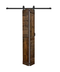 Solid Wood Bi-Fold Sliding Door In Dark Walnut Finish, 36-Inch Wide By 84-Inch Tall, Two 18-Inch Panels, shown folded