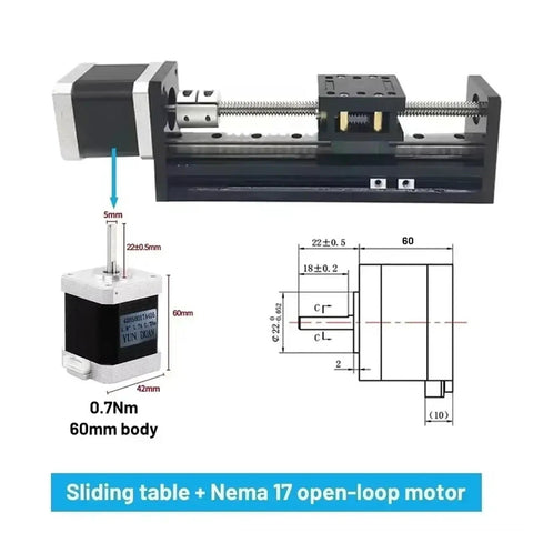 Sleek X Y Z Axis Linear Motor Drive Kit With T Type Self Locking Slide Rail And High Speed 17 Stage Table For Precision Motion Control 40mm Wide showing 60mm motor