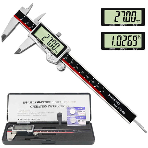 Stainless Steel Digital Caliper IP54 Waterproof With Large LCD 6 Inch To 150 mm Range Inch And Millimeter Conversion Auto Off