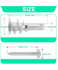 Diagram of Heavy Duty Zinc Self Drilling Drywall Anchors Kit With Screws For Strong Indoor Mounts, showing dimensions.