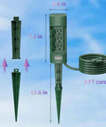 Outdoor Power Stake With Six Outlets, 9 Ft Extension Cord, Dual Sided Weatherproof Power Strip With Flip Covers, ETL Certified