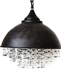 Crystal Pendant Light With Rustic Dome Shade For Dining Room Kitchen Island And Living Space, chandelier with crystals