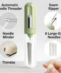 Image of Must Have All In One 5 In 1 Automatic Needle Threader With Seam Ripper Magnetic Needle Minder Thimble And 8 Hand Sewing Needles