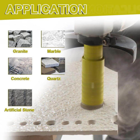 Diamond core drill bit, 2in (50mm), yellow laser-welded hole saw for drilling granite, marble, concrete, quartz