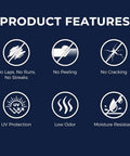 Product features highlighting Water Based Wood Stain And Sealer In One Fast Dry Non Toxic Coating indoor outdoor use.