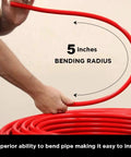 3/4 Inch PEX B Red Tubing 300 Ft For Hot Water And Potable Water Lines Indoor Outdoor Use bent to show 5 inch radius