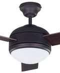 Calibre 48-Inch Frosted Glass One Light Ceiling Fan Kit With 3 Reversible Grey On White Blades And Remote Control, Accepts 100W A-Type Bulb, Bond Hub Required For Alexa Connectivity, ceiling fan with dark blades