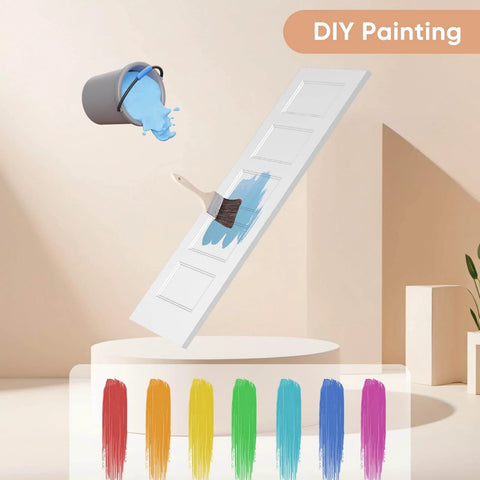 36 By 80 Inch Sliding Pocket Door Kit With Track Hardware And Frame, White Paintable Door Slab being painted with blue