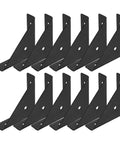 Built Tough Black Metal Triangle Shelf Brackets 12 Pack Right Angle Corner Supports for Furniture Desk Home and Office Screws Included