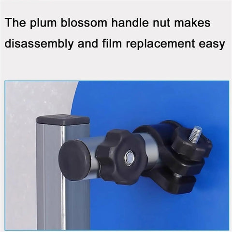 Close-up of the plum blossom handle nut on the Built Tough Wall Mounted Bubble Wrap Dispenser for easy film replacement.
