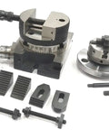3 Inch Rotary Milling Table With 80 Mm Round Vise M6 Clamp Kit 50 Mm Four Jaw Self Centering Chuck Back Plate And T Nuts Bolts