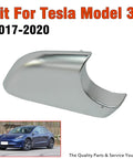 Premium Chrome Mirror Lower Cap For Tesla Model 3 Right Side Rearview Wing Tray Replacement, chrome finish, 2017-2020 model.