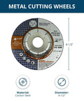 Four And A Half Inch Grinder Cut Off Wheels For Pipeline Cutting Heavy Duty Type One Disc For Metal And Steel Including Stainless Steel With Seven Eighth Inch Arbor Hole Pack Of Twenty Five.