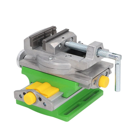 Slide Drill Press Vise XY Compound Milling Vise For Desktop Drills And Milling Machines 77mm Clamping Heavy Duty Alloy Steel Construction 80mm X 67mm Travel Base Fits Benchtop CNC And Hobbyist Workshops, green base