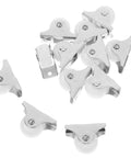 12pcs Directional Caster Wheel Fixed Plate PP Inch White small white wheels with metal plates for furniture mobility.