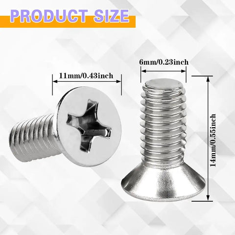 Heavy Duty Stainless Steel Brake Disc Rotor Screws 4 Pack Fits Honda Civic Accord CRV dimensions of each screw 14mm by 6mm.