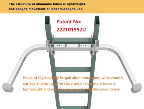 Ladder Stabilizer Heavy Duty Aluminum Extension Accessory for Roof Gutter Guard Cleaning Tools Ladder Stand Off Wing Span and Wall Ladder Hooks with Non Slip Rubber Bottom Pad Patent, aluminum ladder stabilizer with wing span and rubber pads
