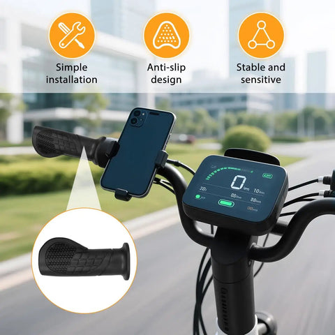 Half Twist Throttle For Electric Bikes Waterproof Thumb Throttle Handle Grip Ergonomic Grip With Slick Feel For 36V 48V 72V Ebikes Speed Control Handlebar Replacement For Ebike Motorcycle Scooter