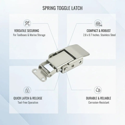Stainless Steel Spring Toggle Latch 2.8 x 0.7 Inch For Toolboxes And Marine Storage Cases with features list