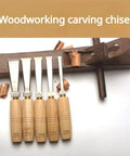Pro Grade Wood Carving Chisels And Knife Set For Diyers And Beginners Basic Wood Cutting Projects And Detailed Woodworking Hand Tools 13mm Size With Durable Wood Handle displayed front view