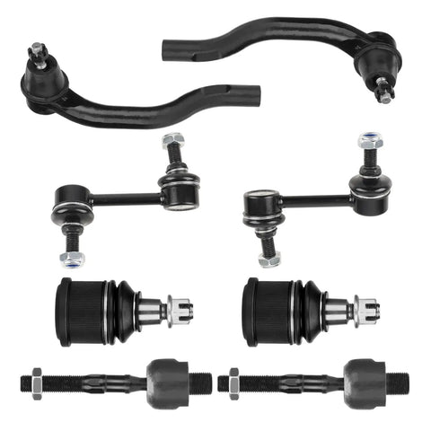 Front Upper And Lower Control Arm Suspension Kit With Ball Joints Sway Bars And Tie Rods For Honda Accord 2003 2004 2005 2006 2007 And Acura TSX 2004 2005 2006 2007 2008 12 Piece Set Bundle showing black steel suspension parts