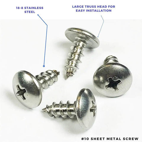 Stainless steel screws included with Two Pack DIN Rail Slotted Aluminum RoHS Mounting Rail, 10 inch long, 35mm wide.