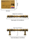 Dimensions of 10 Pack 3 Inch Antique Brass Cabinet Pulls, Vintage Zinc Alloy Handles shown with credit card for scale.