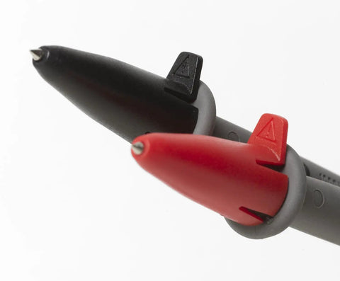 Pro Grade Right Angle Test Lead Set With Comfort Grip Probes, WearGuard Indicator, And 4 Mm Shrouded Banana Connectors close-up view