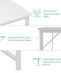 White Computer Desk With Built In Power Outlet And USB Charging Station 55 Inch Teen Study Table showing waterproof top and metal frame