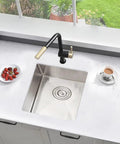 Stainless Steel Undermount Bar Sink With 17 x 17 Inch Single Bowl, 16 Gauge SUS304 Brushed Nickel Finish in outdoor kitchen